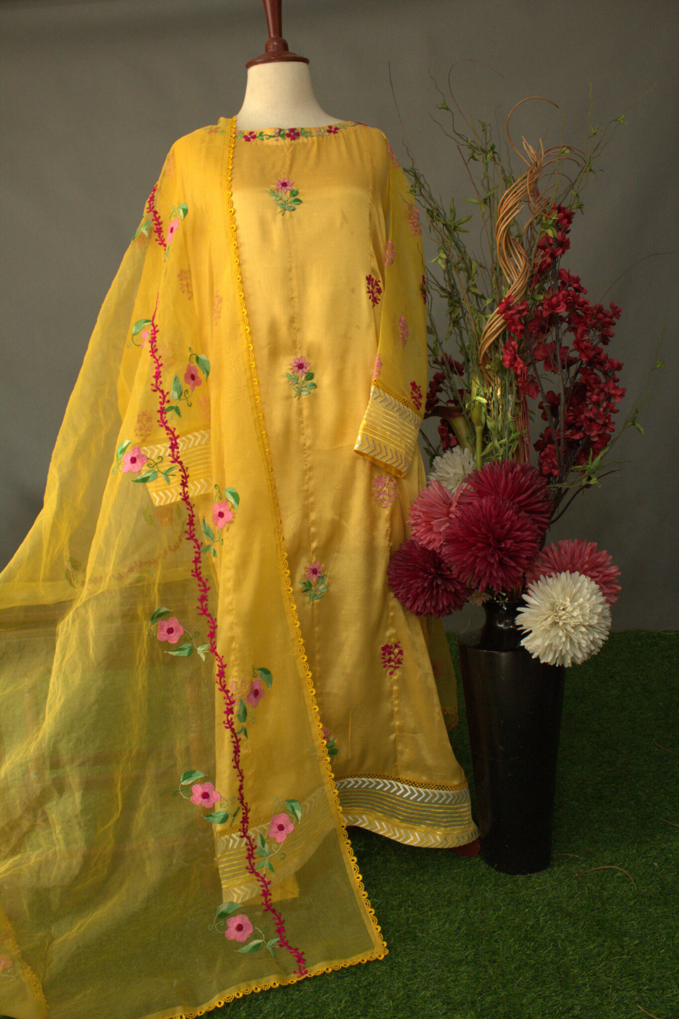 3 PC Radiant Yellow Thai Silk Fabric