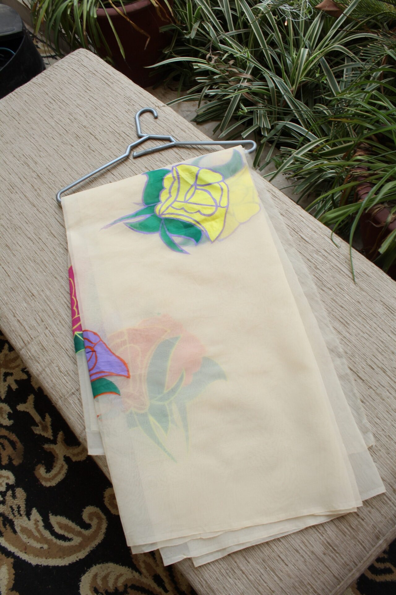 Hand Painted Organza Dupatta