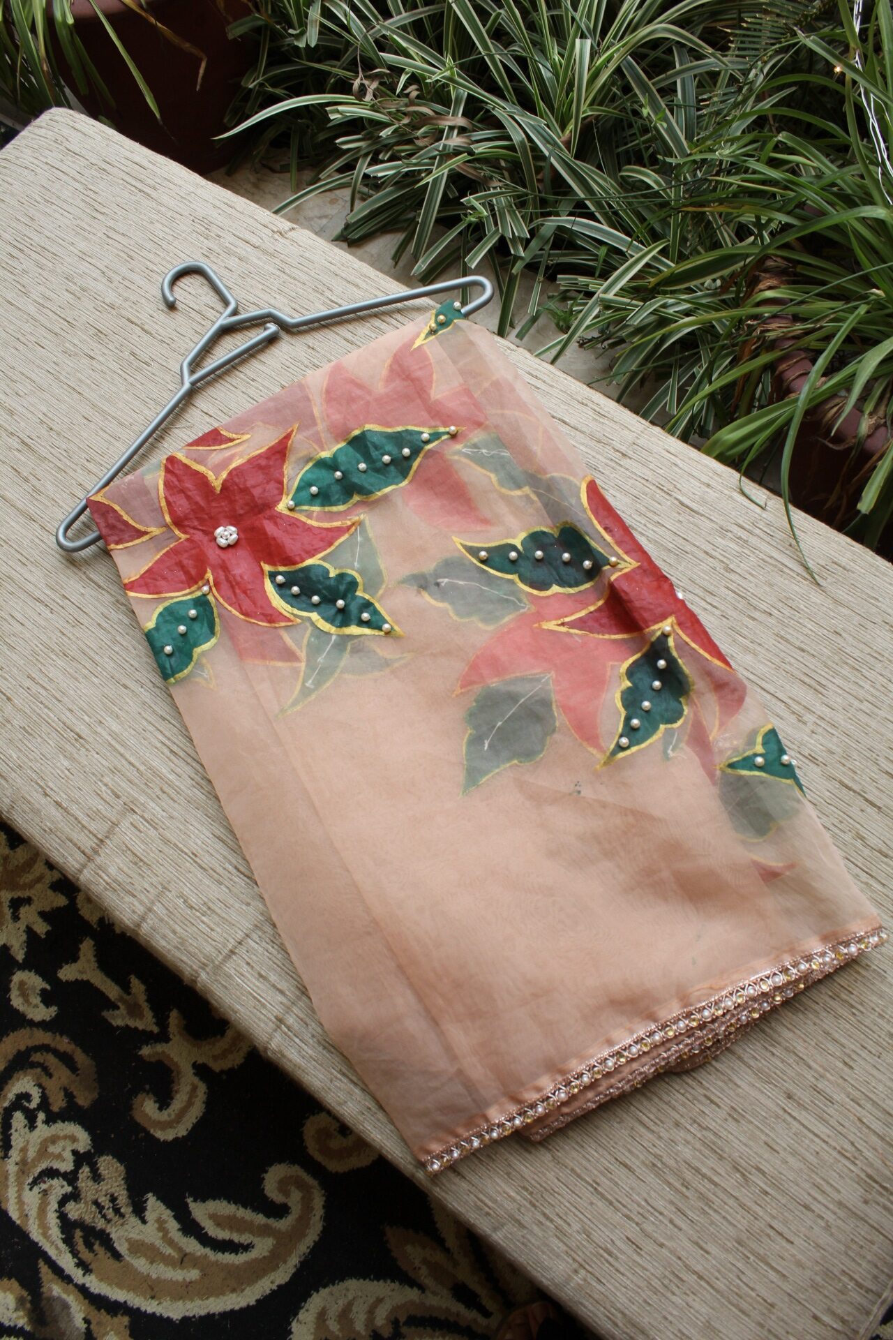 Peach Hand Painted Dupatta