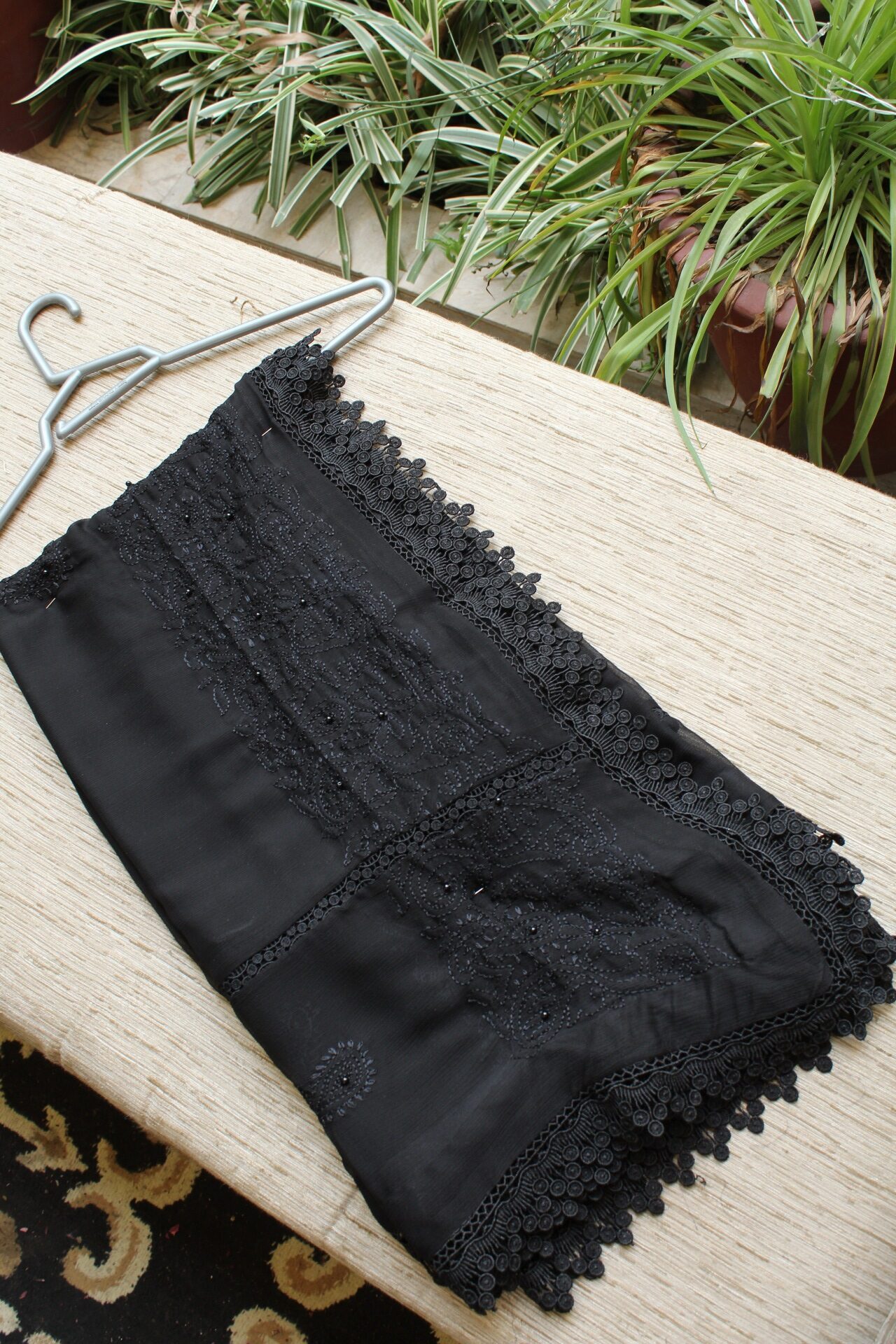 Black Chiffon With Beads and Laces- SP033